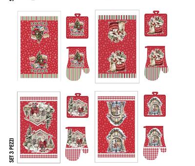 SET CUCINA 3PZ XMAS VIENNA Ingrosso Tessile Casa Tellini S.r.l.